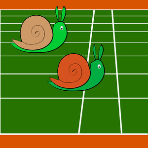 蜗牛竞赛运动轨道接近终点线上图片