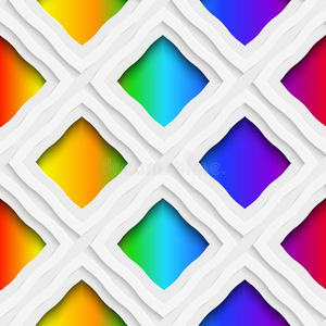 彩虹色矩形孔和边缘无缝图案照片