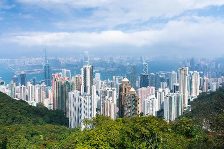 香港的天际线从维多利亚峰白天