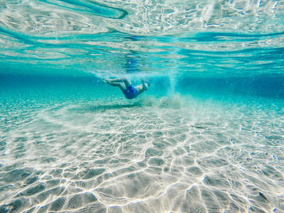 在湛蓝的水中嬉戏