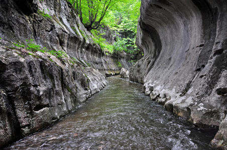 荒野峡谷中的河流