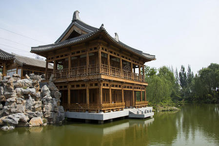 亚洲，中国，古色古香的建筑，亭台楼阁和开放的大厅