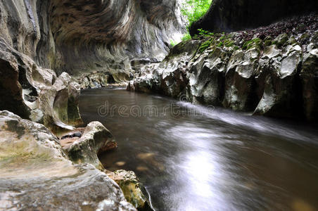 荒野峡谷中的河流