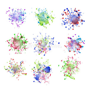 五颜六色的油漆溅在白色上。加上eps10