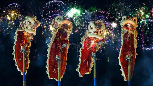 瓷器 文化 唐人街 跳舞 亚洲 烟花 曼谷 狮子 节日 春天