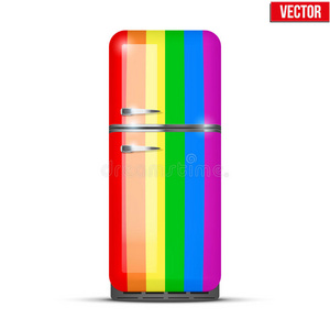 经典彩虹冰箱。矢量
