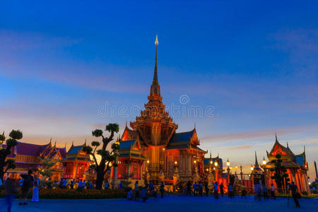 泰国曼谷，黄昏时代皇家火葬建筑