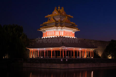 中国北京，夜晚的炮塔