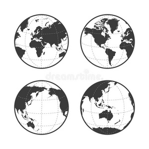 地球矢量图标设置在白色背景上