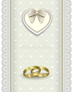 婚礼的浪漫贺卡，有结婚戒指