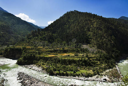 北阿坎德邦uttarkashi区gangotri的bhagirathi河，