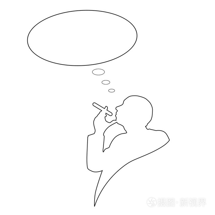 男人香烟与文本向量的云插画-正版商用图片1gznju-摄图新视界