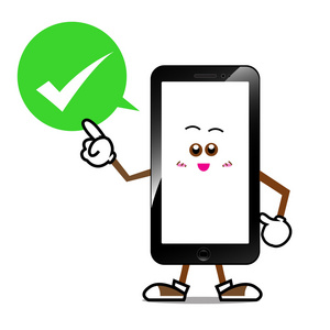 可爱的卡通黑色智能手机图片