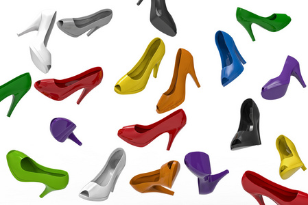 色彩缤纷女人的鞋子