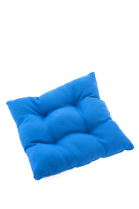 孤立在白色背景上的蓝色枕头