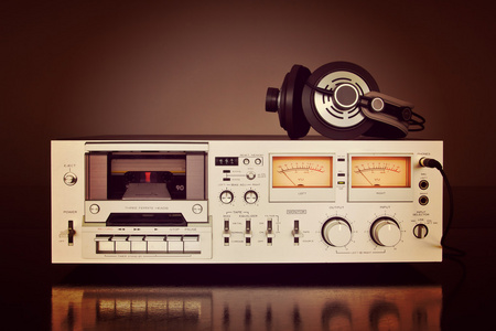 Vintage stereo kassettbandspelare kassettdck
