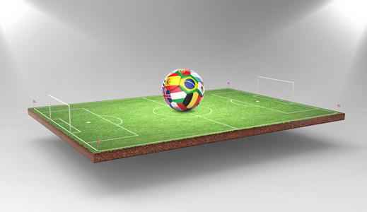 3d 足球足球球与国家球队标志