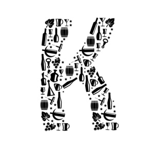 抽象矢量字母K 由酒图标字母集