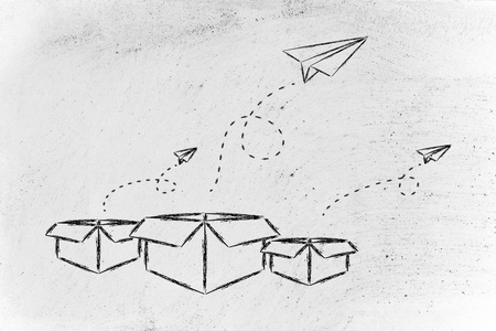 企业愿景: 盒子外面思考照片