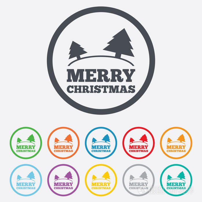 快乐圣诞标志图标.树象征