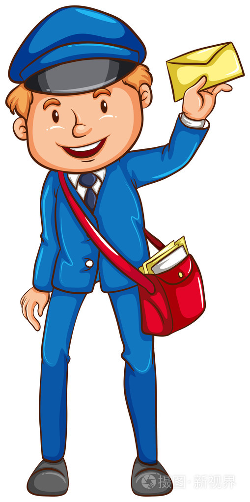 一名邮递员一个彩色的素描