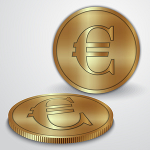 矢量图的金币与欧元货币符号图片