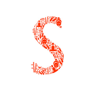 抽象矢量字母S 由图标温泉字母集