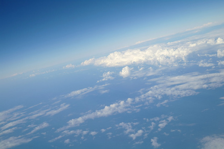 云层和从平面看蓝蓝的天空