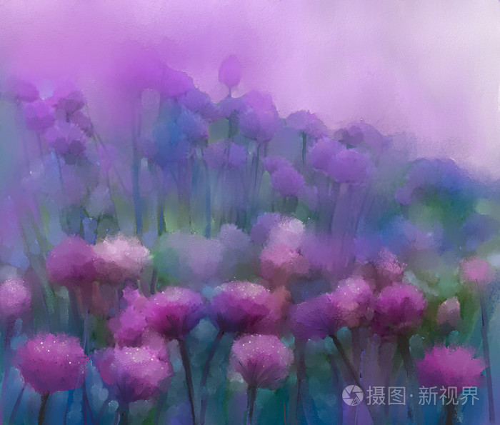 紫色洋葱花 油画 抽象花数字绘画照片 正版商用图片1h0h36 摄图新视界