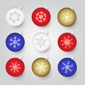 五颜六色的圣诞小玩意与雪花装饰 eps10