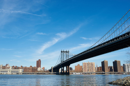曼哈顿大桥和天际线景观