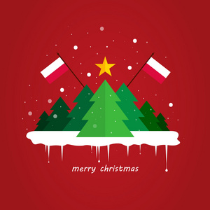 现代平圣诞树背景与标志