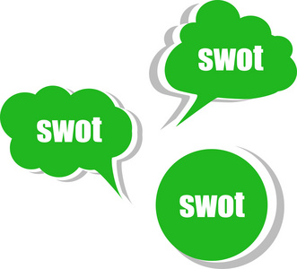 swot 分析。贴纸，标签，标签集。图表的模板