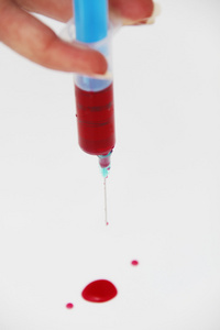注射器的红色血液测试艾滋病毒艾滋病思想理念的研究