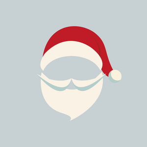 圣诞老人的帽子和胡子灰色背景