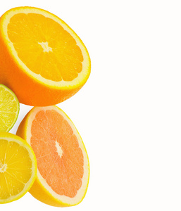 白色衬底上的柑橘属水果