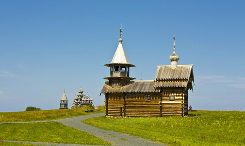 在 kizhi，俄罗斯的木造教堂