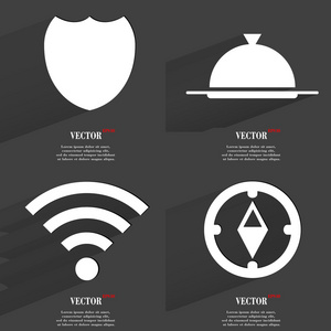 组的图标。集合的符号。现代平面网页设计，长长的阴影和空间为您的文字