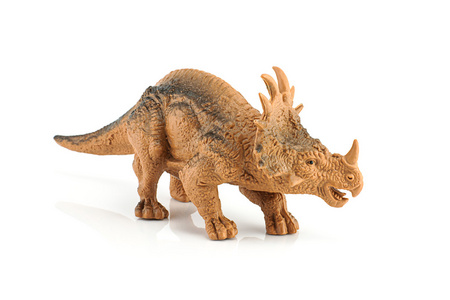 styracosaurus 恐龙图玩具上白色孤立照片
