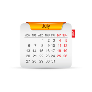 2015 年的日历。矢量
