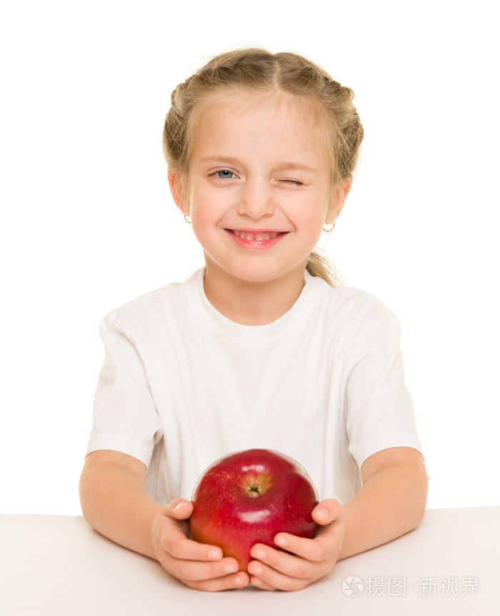 苹果的小女孩
