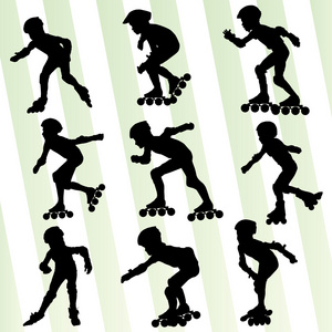 孩子辊滑冰矢量背景概念