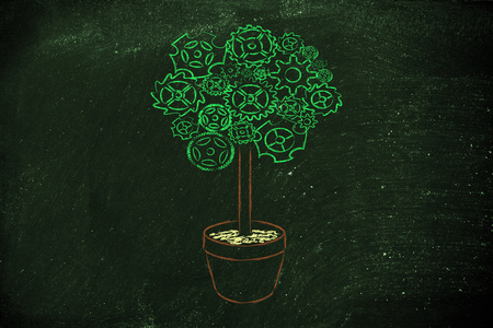 齿轮树，绿色经济的超现实解释