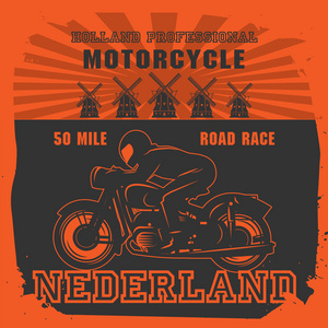 老式摩托车运动标签图片