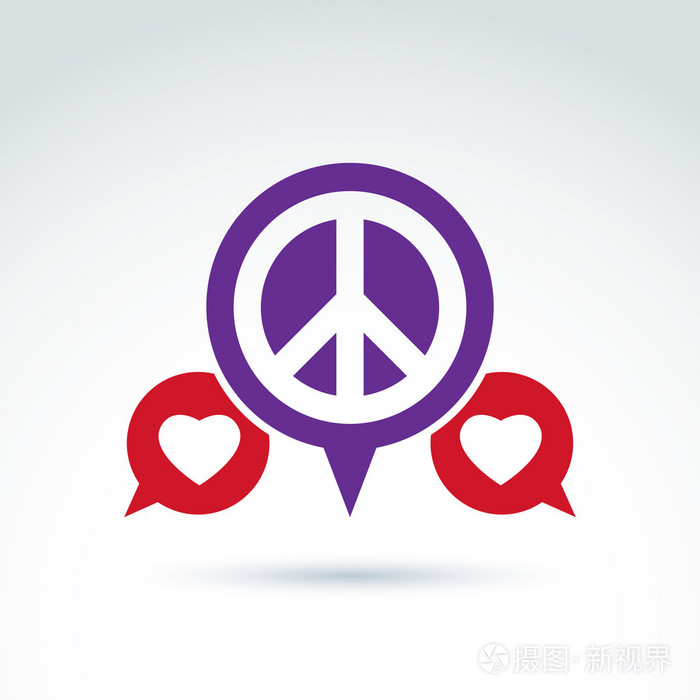 圆的反战和爱矢量图标语音气泡与和平