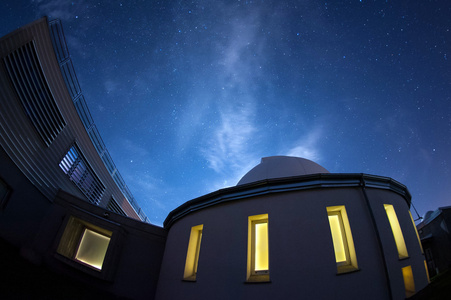 天文台的圆顶在晚上