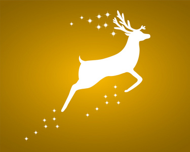 驯鹿在金色的背景上的星星