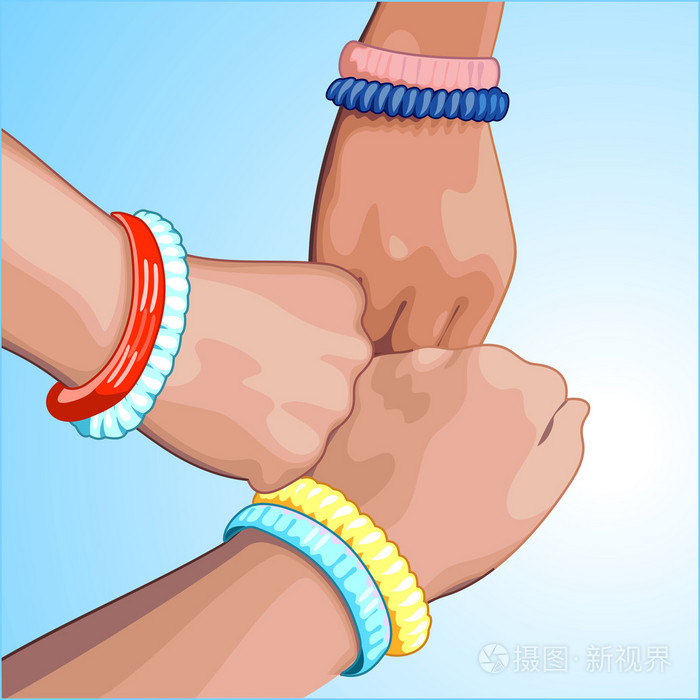 蓝色背景上的三个拳头