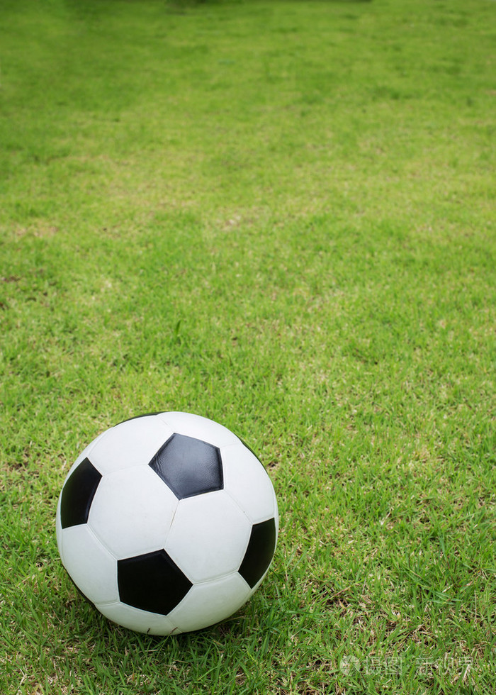 在绿色草地上足球球照片-正版商用图片1h3085-摄图新视界
