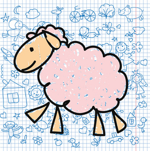 儿童绘画的羊